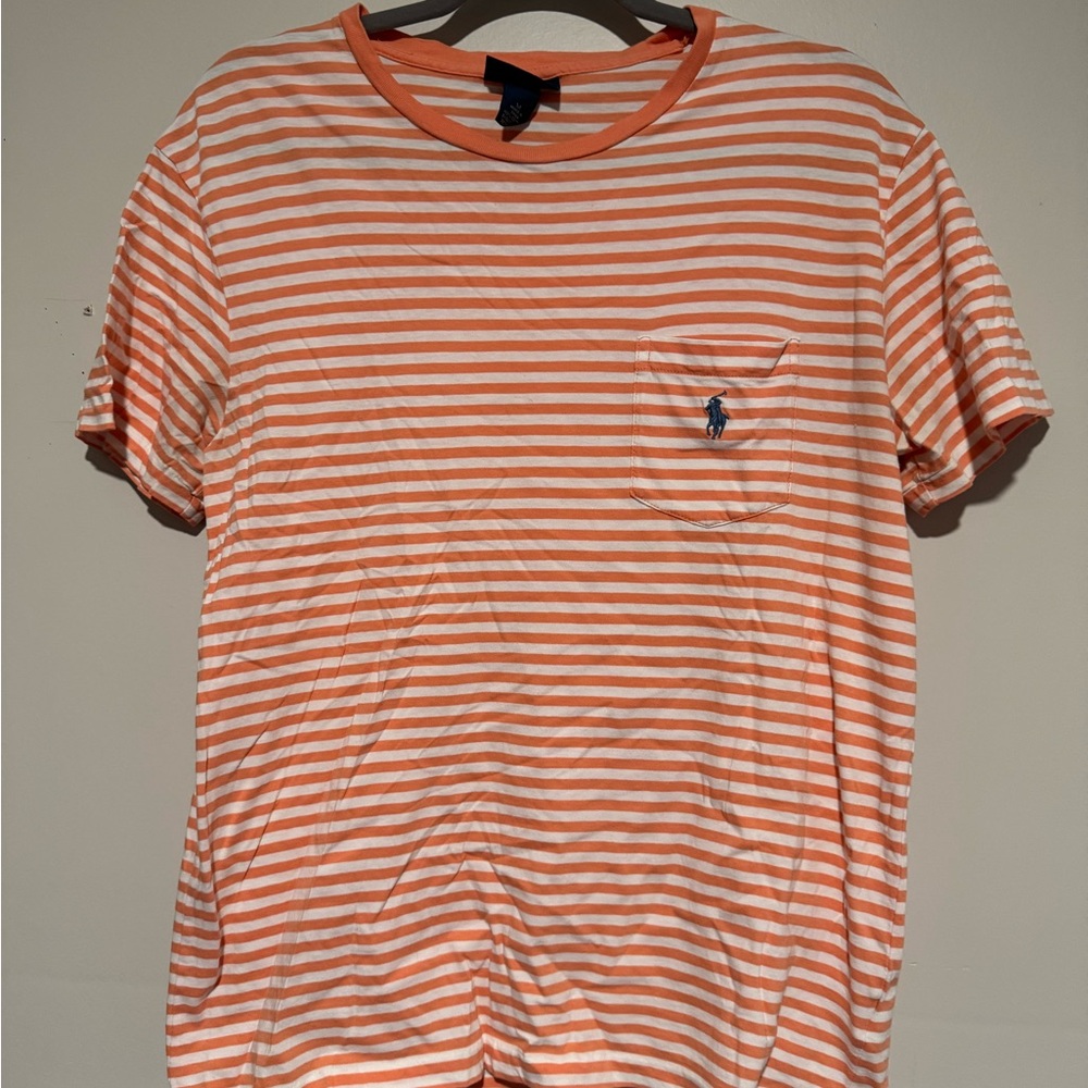 Ralph Lauren Orange and White Striped Short Sleeve Tee